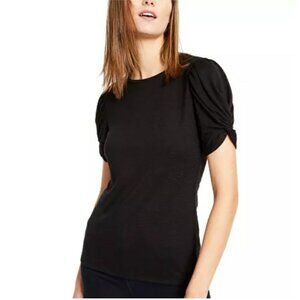 INC International Concepts Elegant Black  Puff Sleeve Top Size Large NWT